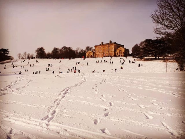 A snowy scene at Cusworth Hall by @Begona.hernandez