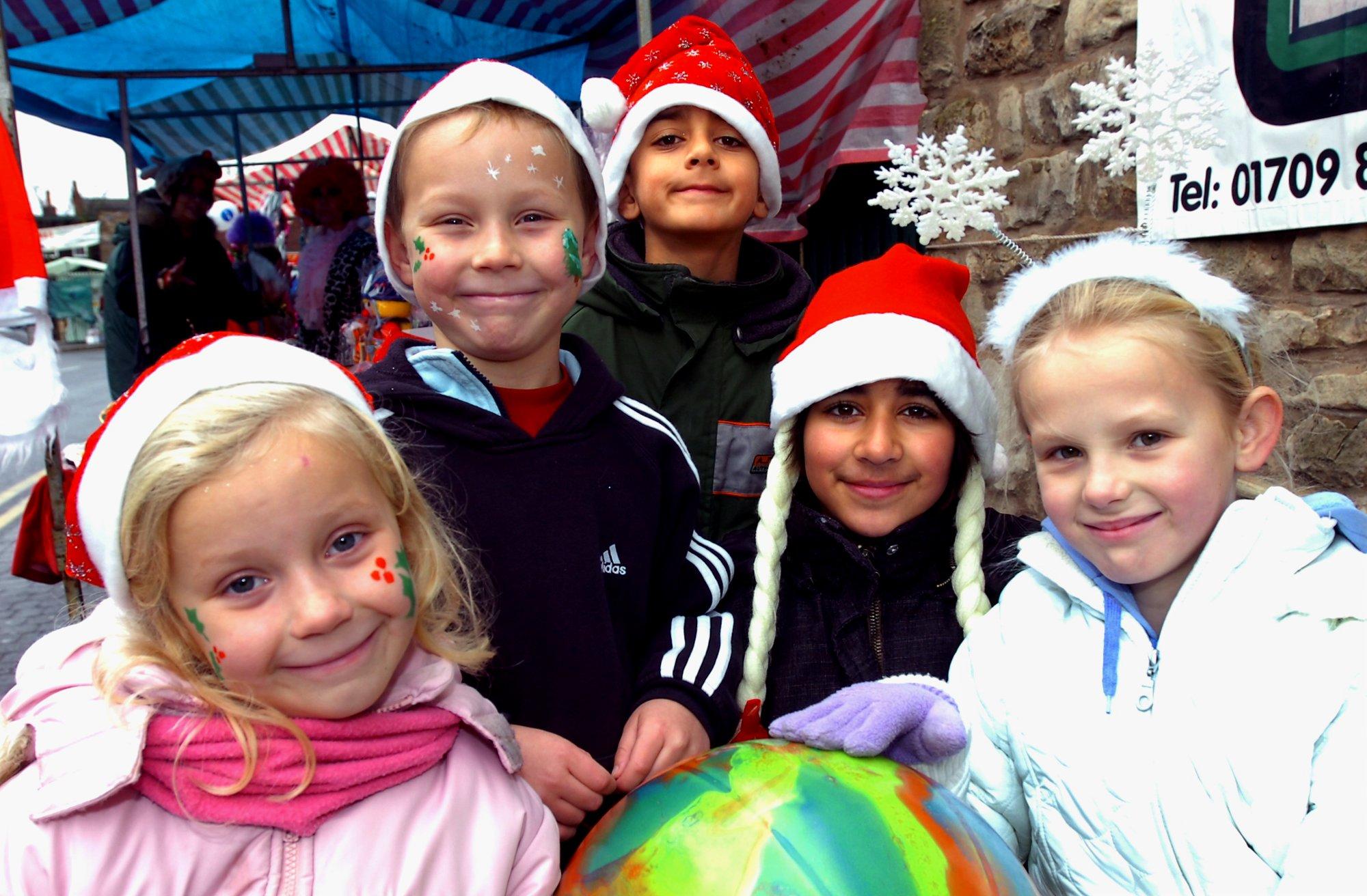 Enjoying Conisbrough's Christmas Market  in 2005 were the Clemitshaw cousins, from left, Megan, aged five, Adham, aged eight, Alex, aged six, Safi, aged ten, and Holly, aged eight.