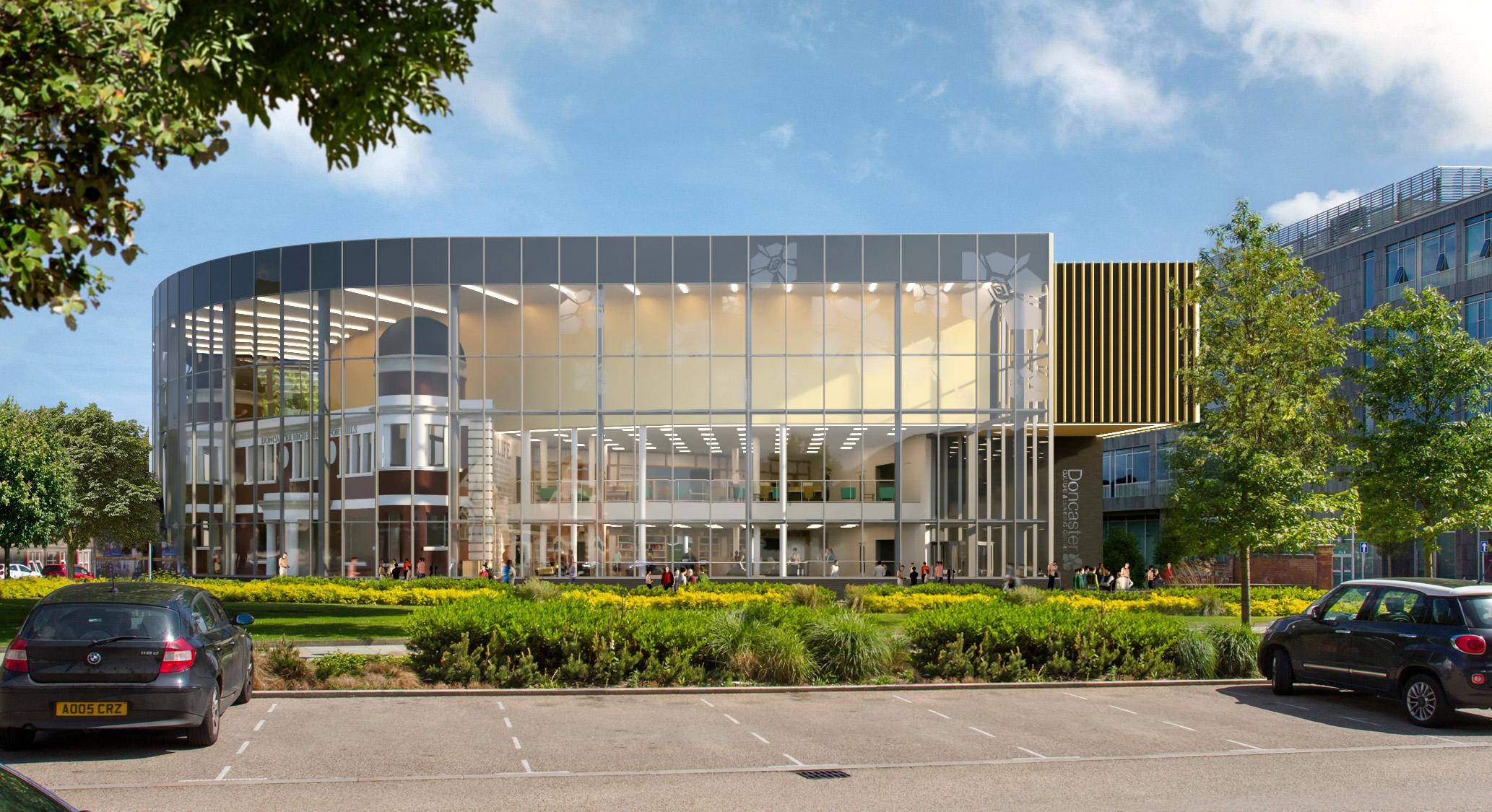 An artists impression of the Doncaster museum and library