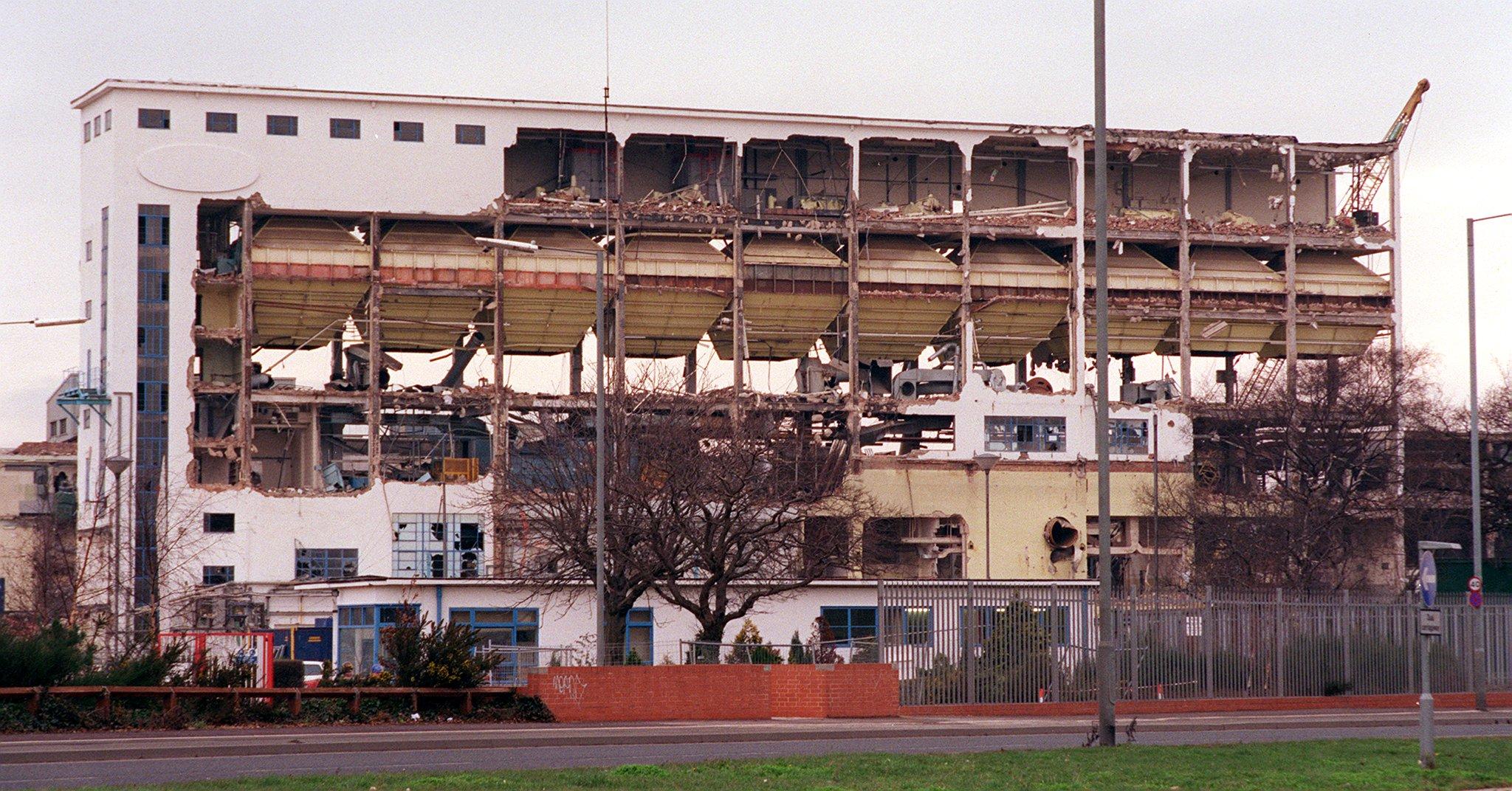 The former Dupont factory, in 2000, a landmark building on Wheatley Hall Road, Doncaster, for many years, which is slowly disappearing as it is raised to the ground.