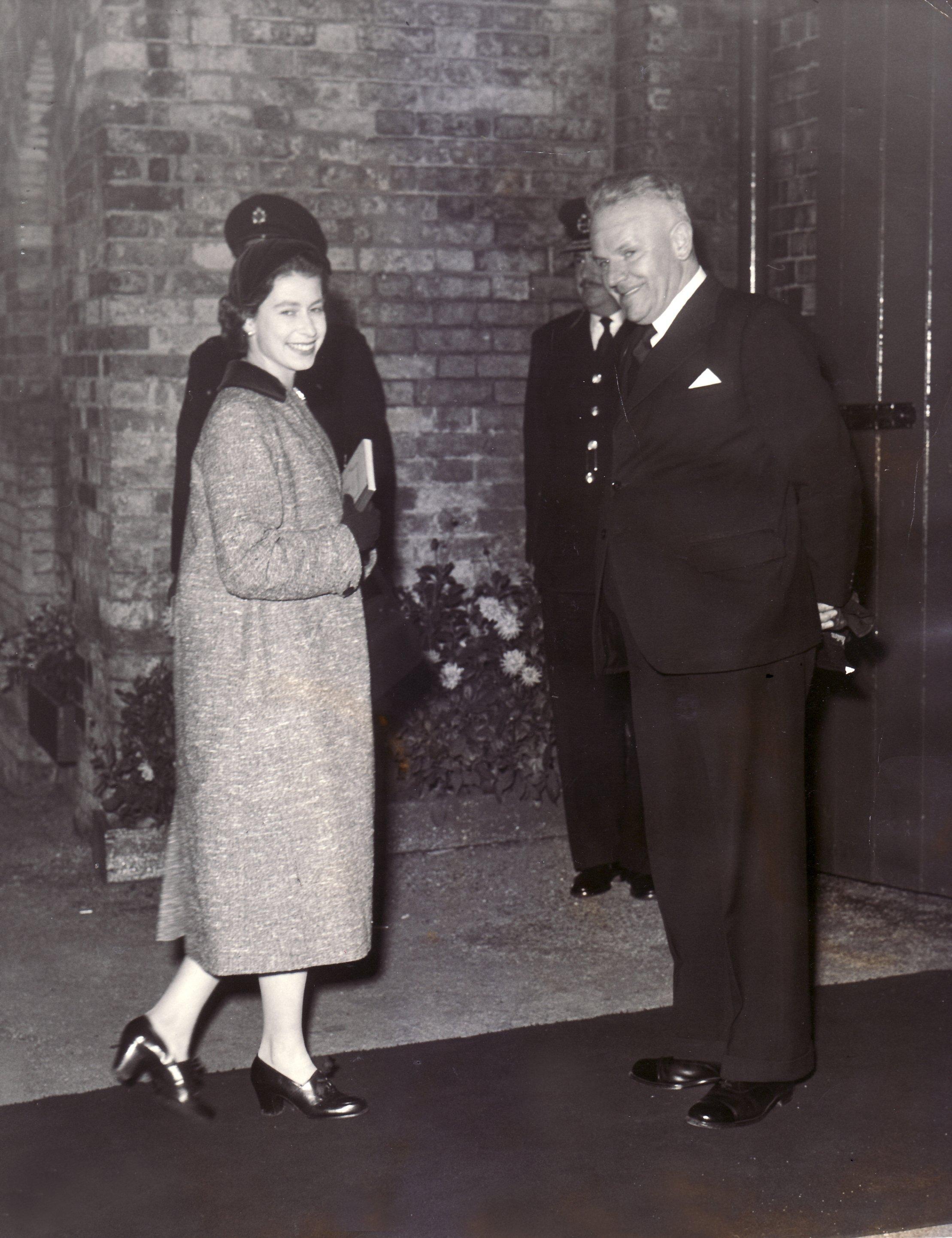 The Queen pictured entering Bawtry Station where she left on the Royal train for Balmoral in September 1956