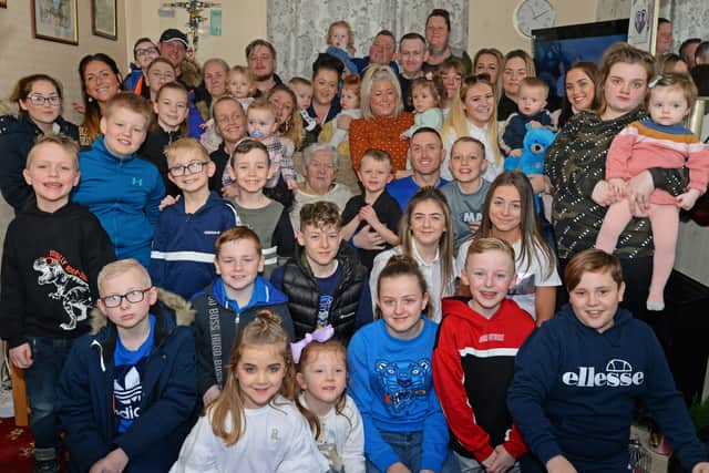 Eileen Long, pictured with some of her grandchildren, great grandchildren and great-great grandchildren. Picture: NDFP-18-01-20 Long 3-NMSY