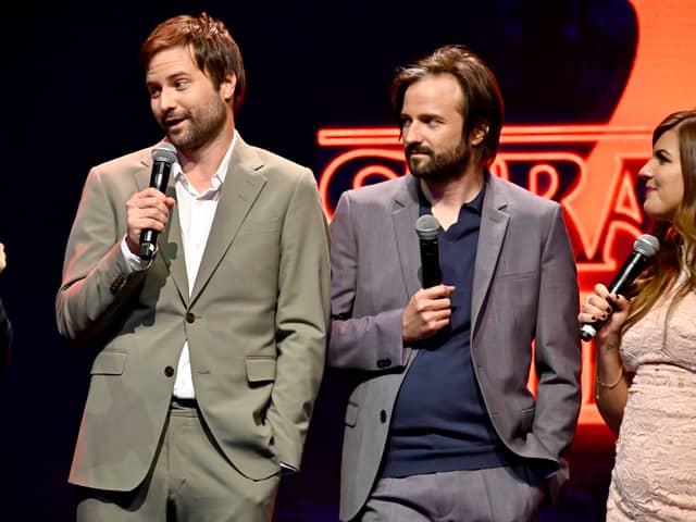 The Duffer brothers at an event to promote Stranger Things season 4