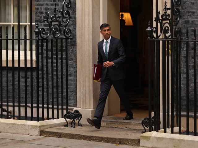 Prime Minister Rishi Sunak leaves 10 Downing Street for his first Prime Minister's Questions