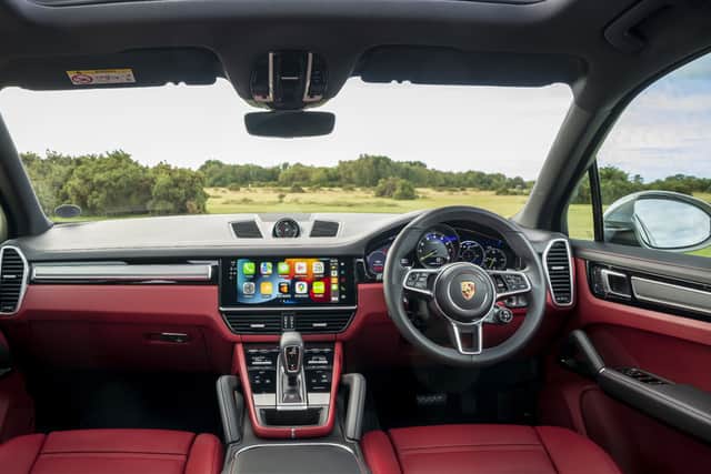 The Cayenne Platinum Edition comes with the option of a bold Bordeaux red leather finish