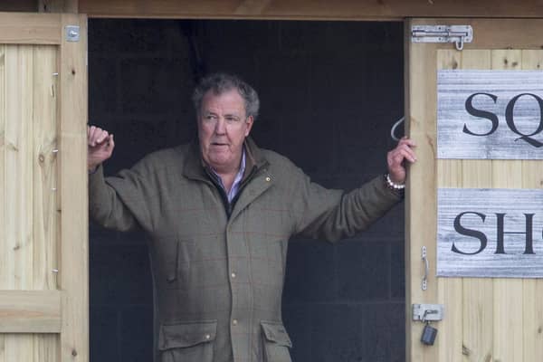 Jeremy Clarkson outside his Diddly Squat farm shop in Chipping Norton, Oxfordshire. 