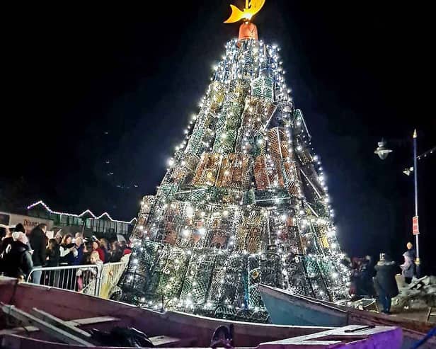 Christmas tree made entirely out of lobster pots (photo: Filey Fishtive Tree)