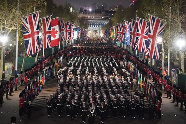 An early morning rehearsal of the coronation took place in London