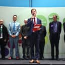 Alistair Strathern gives his victory speech in Mid Bedfordshire. Credit: Getty