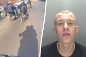 TikTok yob Kane Tilney, 23, regularly hurtled around Darlington on his motorbike and filmed his exploits which he posted on social media. But all police had to do to gather evidence against him was to watch his videos... Picture: Northumberland Police / SWNS

