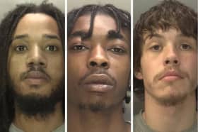 Martinho De Sousa (L), Tireq McIntosh (C), Kian Durnin (R) have been jailed for a total of 69 years for shooting children in a Wolverhampton playground. Picture: West Midlands Police