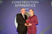 Construction Apprentice of the Year winner Lucie Gresham-Hill at South Yorkshire Apprenticeship Awards 2023.
