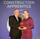 Construction Apprentice of the Year winner Lucie Gresham-Hill at South Yorkshire Apprenticeship Awards 2023.