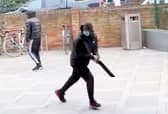 Jack Bolton, with a huge knife on the streets of Nottingham. 