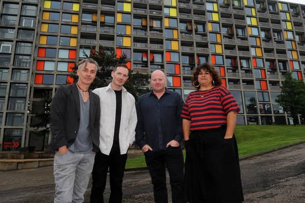 File picture shows Mark Herbert, pictured second from right, at Park Hill, where Warp films had an office. Work on his latest film is starting, with some locations in Doncaster. Photo: Andrew Roe, National World