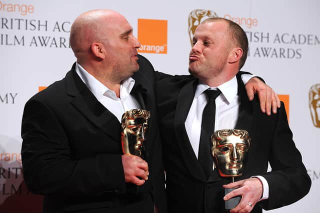 Mark Herbert (right),managing director of Sheffield-based Warp Films and Shane Meadows with the award for Best British Film ('This Is England') during the 2008 Orange British Academy Film Awards (BAFTAs). Photo: Joel Ryan/PA Wire