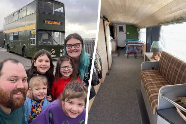 Conrad Kirk, 32, and his partner, Nicole McCarthy, 32, bought their 1978 Rod-Bodied Daimler Fleetline double-decker bus in September 2021 for £2,000.