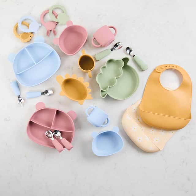silicone Mamia teethers bibs and tableware from Aldi