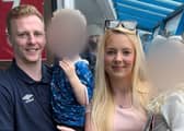 Abbie Guy, 26, with partner Callum Guy, 27, and their children Ava, five, and George, three.