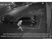 Ian Shakespeare was spotted on neighbouring CCTV cameras trying to force his way through a gate to break in to a business