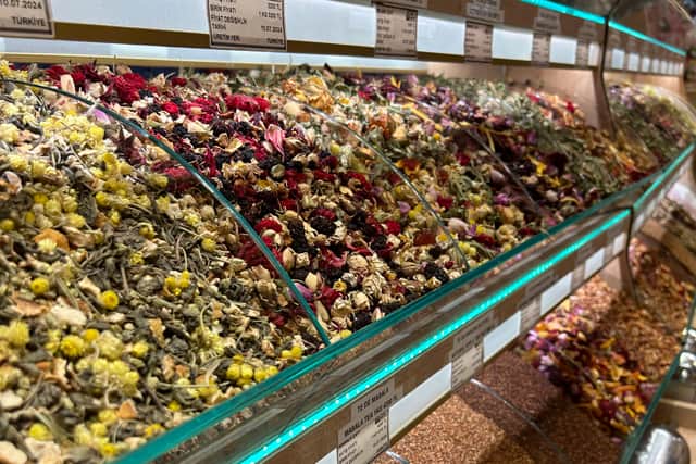 The impressive selection of teas at Spice Bazaar