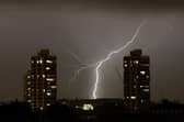 Lightning lit up London's skyline over the weekend