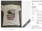 One Oasis shirt that is "unofficial" went for £730 on eBay, owing to the renewed interest in the band and the cultural impact the Knebworth 1996 shows had.