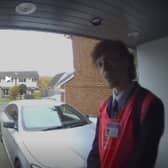 A doorbell camera captured the breast cancer charity worker saying "hope you get it" to a woman who chose not to donate