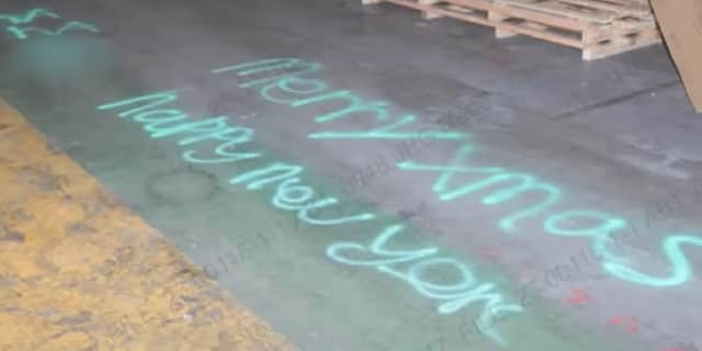The gang left a Christmas message.
