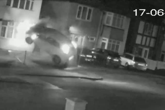 Video grab of Lindami Mremi's crash and subsequent arrest on Robin's Wood Road in Aspley, Nottingham.