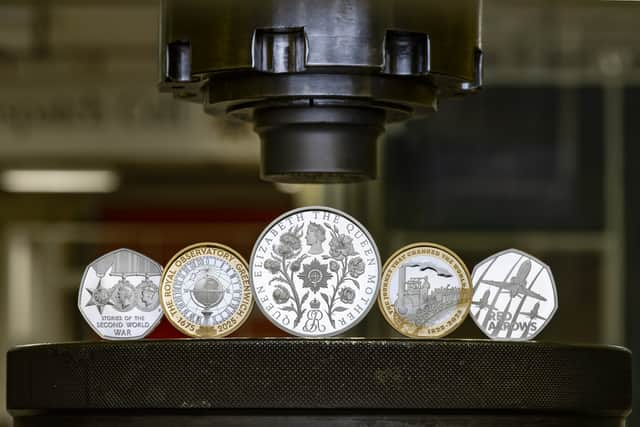 The five new designs include coins commemorating the Red Arrows, the modern railway and Queen Elizabeth The Queen Mother