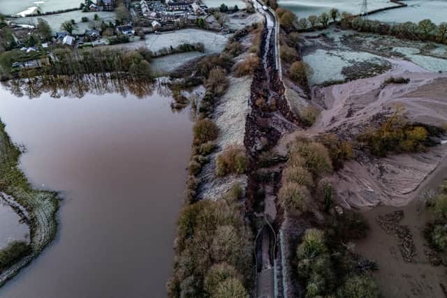 Shocking drone footage shows a canal that has burst for the first time in over 50 years. January 2 2025.