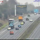 The M18 was closed southbound between junctions 3 and 2, near Doncaster, due to a 'police-led incident'. Photo: National Highways/trafficcameras.uk