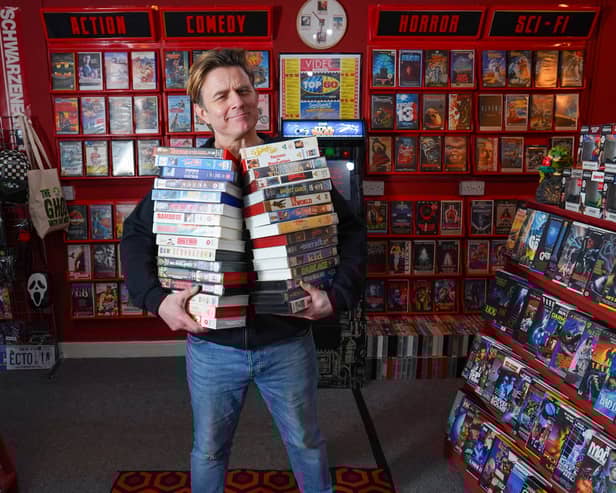 Rob Lane owner of 'The Straight To Video - 80s Video Shop' in Alfreton, Derbyshire.