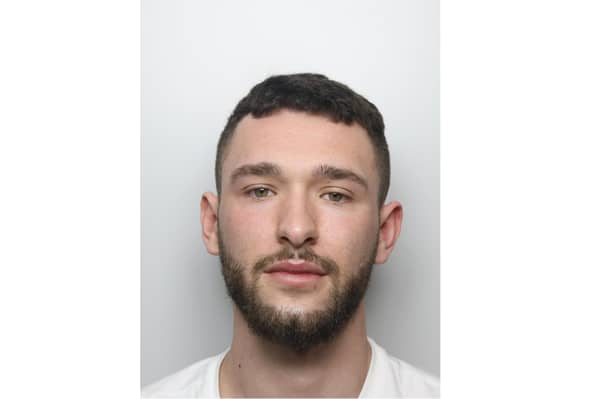 A Doncaster man responded to being told to stop loudly swearing in a train station by punching the other man 13 times and taking a running kick at his head