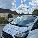 Pictures shows the swarm of bees on a van in Heeley, Sheffield. Photo: Errol Edwards