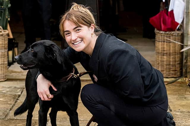 Rebecca McBride with a dog pal.