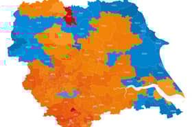 The latest PropCast 'weather map' from property experts at TheAdvisory, showing where it is easiest to sell your house in Yorkshire, based on buyer demand. The most in-demand areas, where there is an extreme buyers' market, are shown in orange and red, with the least in-demand areas in blue.