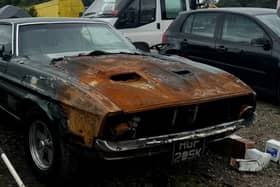 A burnt 1972 Mustang