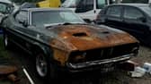 A burnt 1972 Mustang