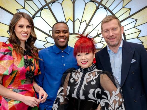 Bake-Off: The Professionals hosts and judges: (L-R) Ellie Taylor, Liam Charles, Cherish Finden and Benoit Blin 
