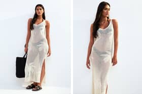 New Look Cream Palm Crochet Cover Up Maxi Dress