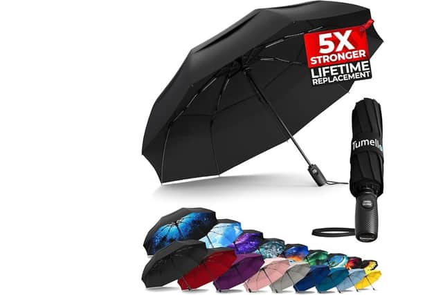 Tumella's umbrella comes with a lifetime warranty
