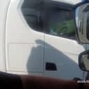 Lorry driver caught rolling cigarette with no hands on wheel
