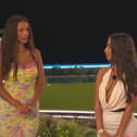 Love Island host Maya Jama (L) with Shakira (R)