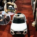 Charlotte and Joe Dawson, had their pet tortoise, Tyrion, five, roll down the aisle in style as one of Joe's groomsmen. 
