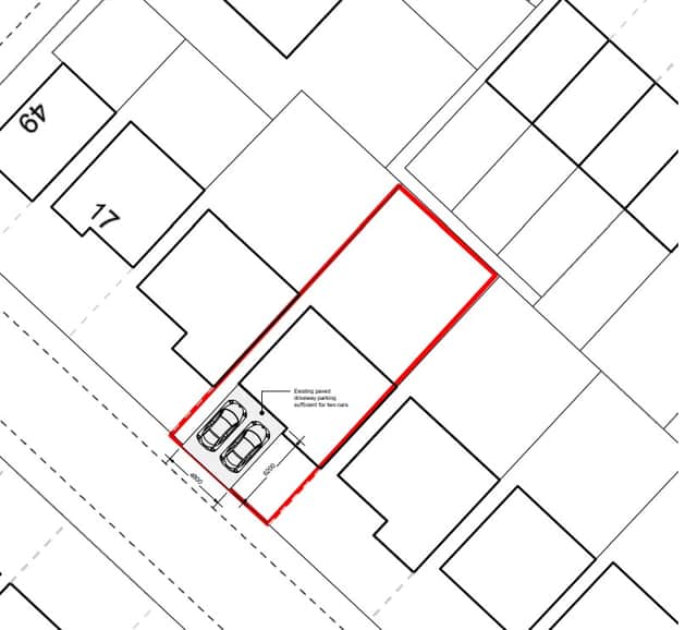 The site would have off-street parking capacity for two cars.