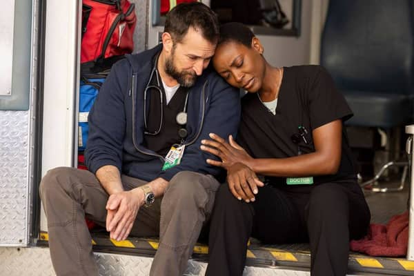 Noah Wyle, Tracy Ifeachor in The Pitt