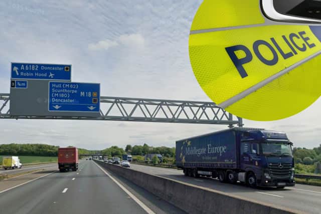 All lanes on the M18 southbound have been closed following a collision.