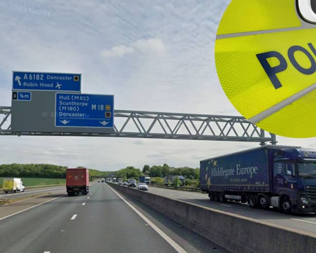 All lanes on the M18 southbound have been closed following a collision. 